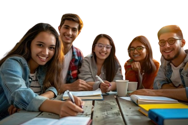 Happy graduates throwing caps